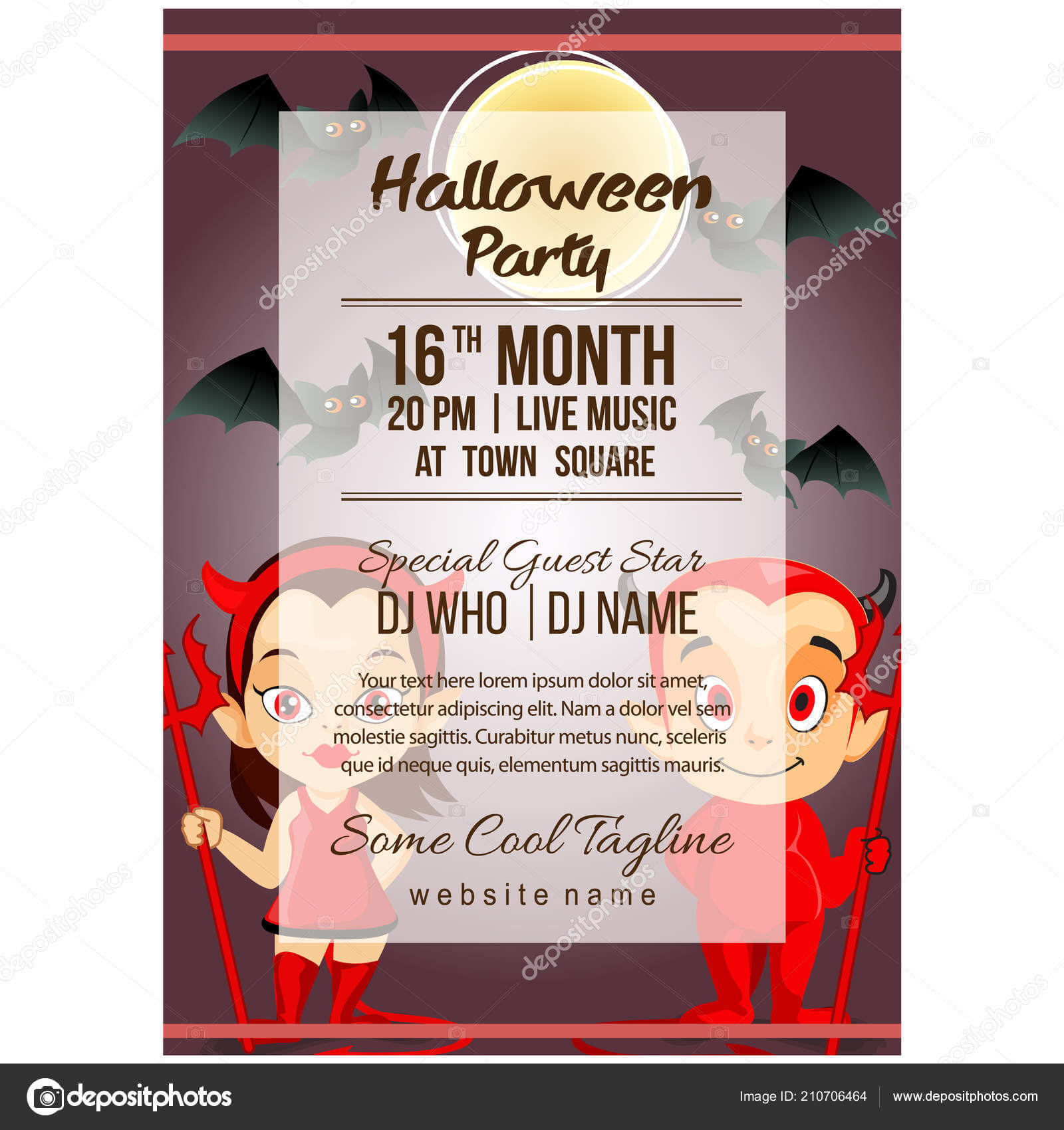 Halloween Costume Party Poster Template Little Devil — Stock With Regard To Halloween Costume Certificate Template