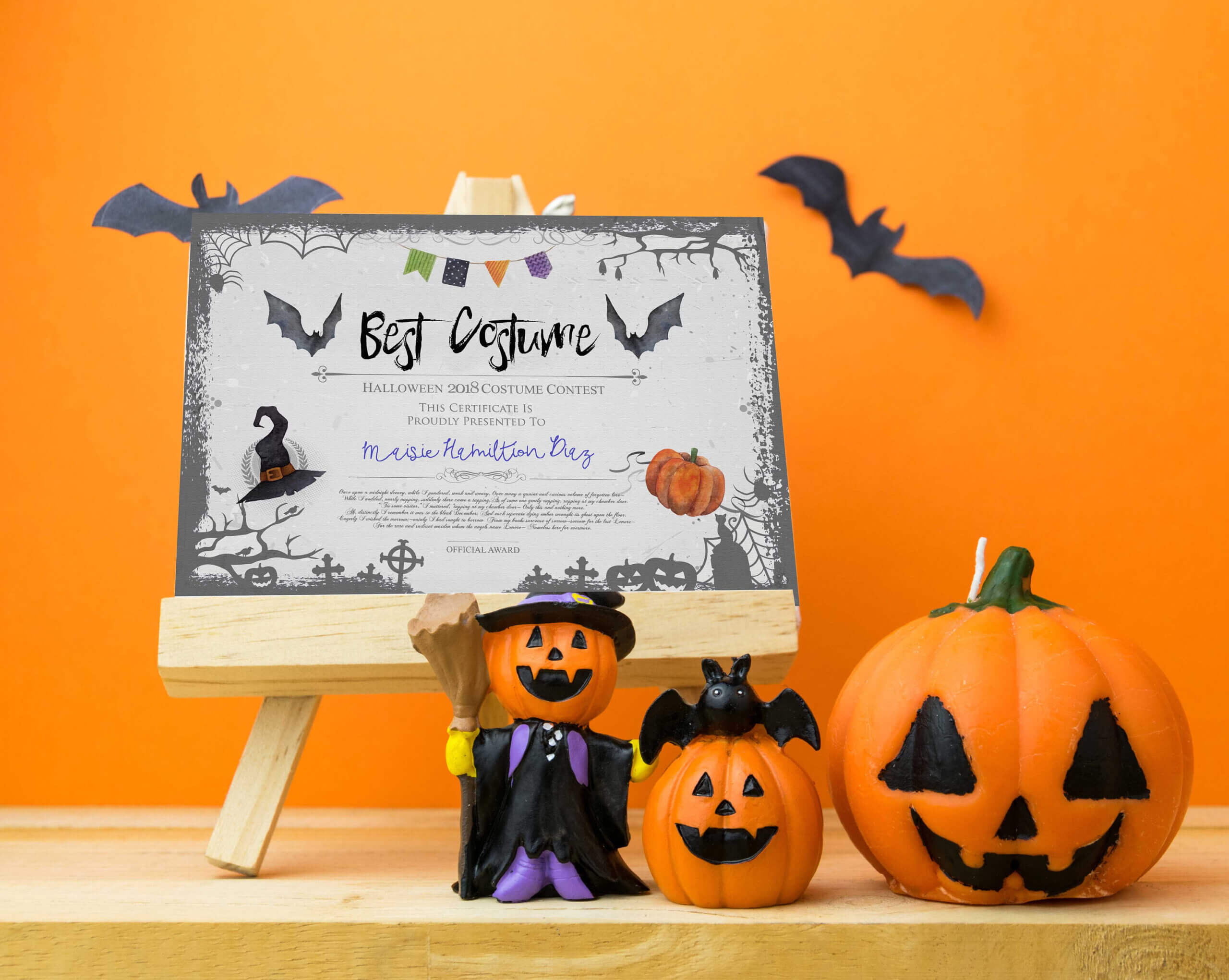 Halloween Party, Best Costume Contest, Printable Certificate, Cosplay,  Fancy Dress Competition, Instant Download, Award Template, Vote Card Throughout Halloween Costume Certificate Template