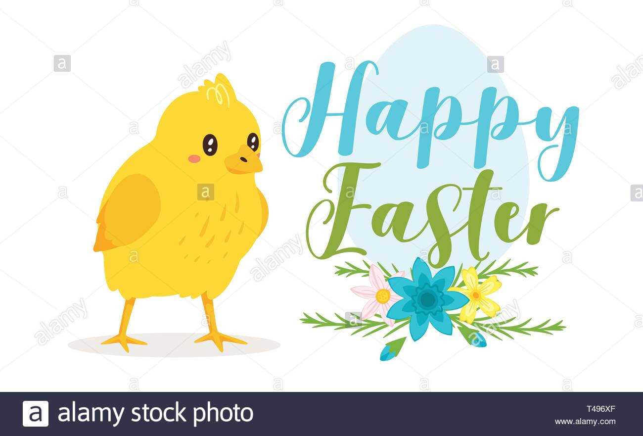 Happy Easter Design Template For Greeting Card Or Banner For Easter Chick Card Template