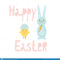 Happy Easter Greeting Card Template With Bunny And Chick Pertaining To Easter Chick Card Template