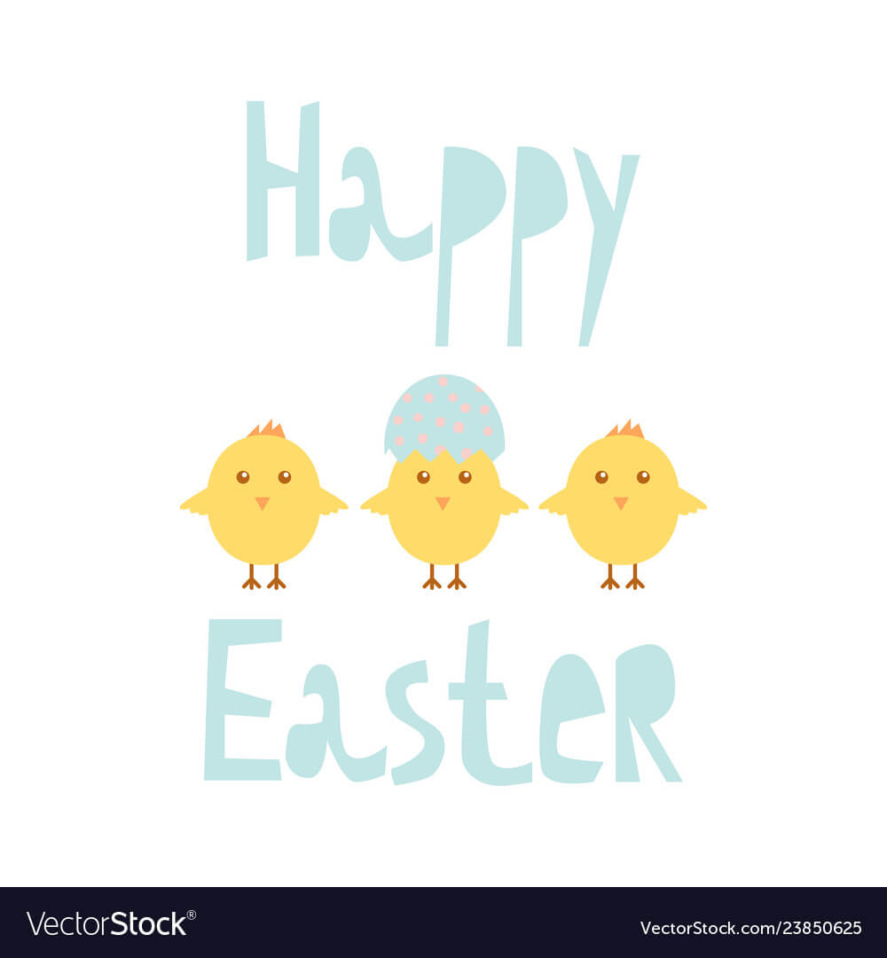 Happy Easter Greeting Card Template With Chicks Intended For Easter Chick Card Template