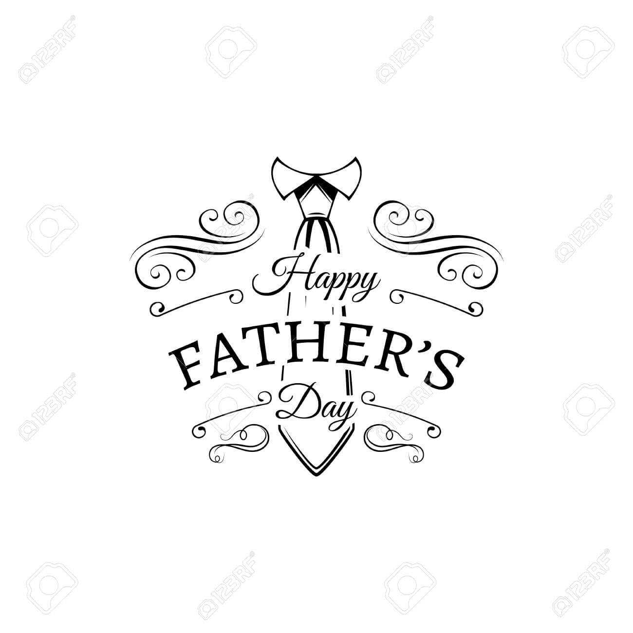 Happy Fathers Day Card Design With Necktie Vector Illustration With Fathers Day Card Template