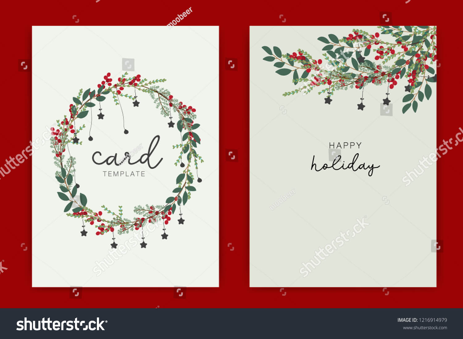 Happy Holidays Card Template Green Leaf Stock Vector For Happy Holidays Card Template