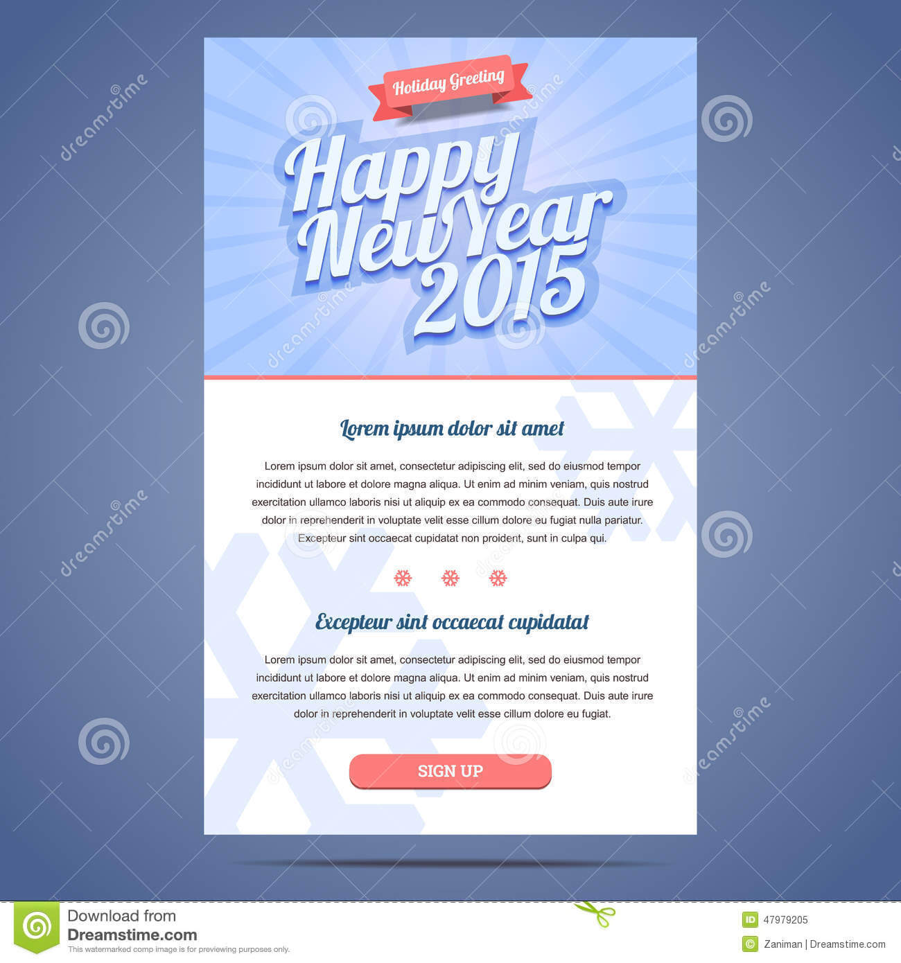 Happy New Year Holiday Greeting Email Template Stock Vector Intended For Holiday Card Email Template