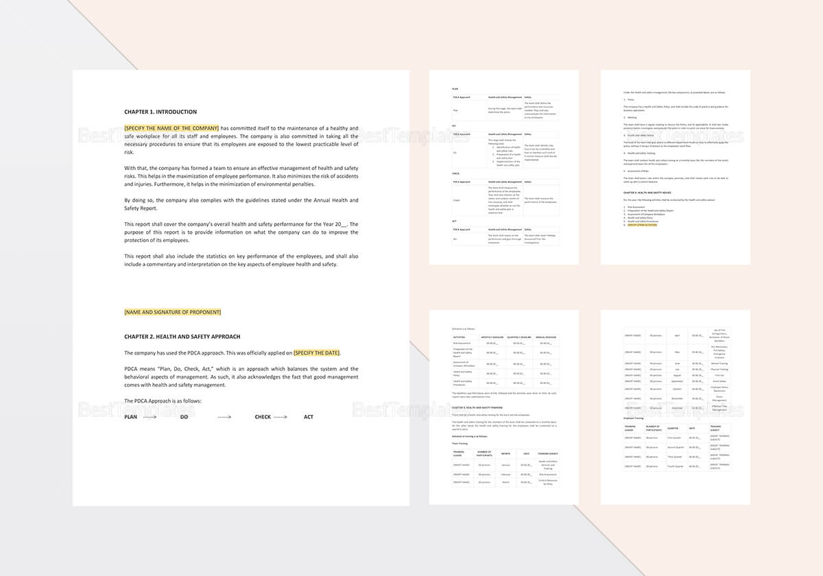 Health And Safety Annual Report Template Within Annual Health And Safety Report Template