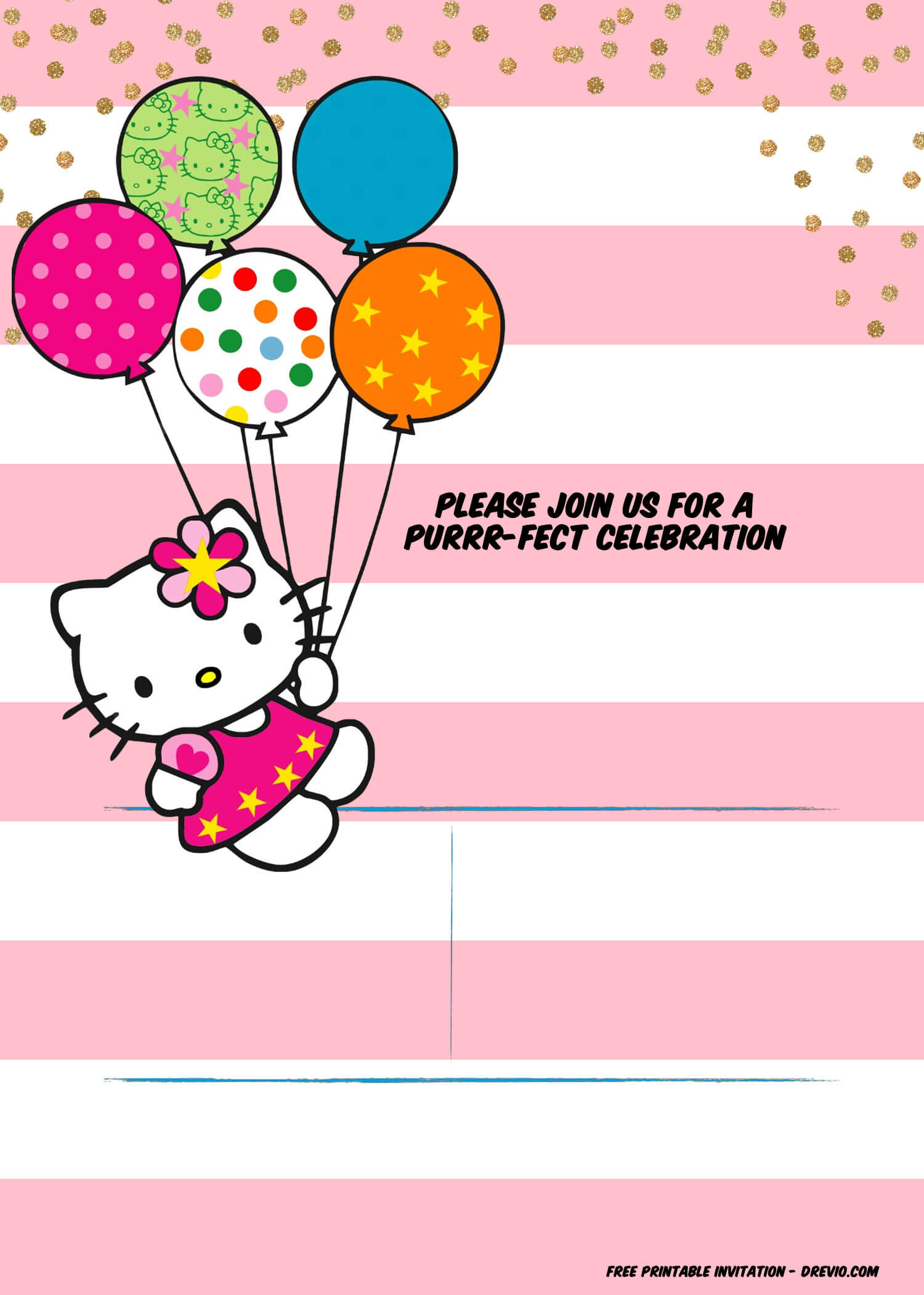 Hello Kitty Birthday Party Ideas - Invitations, Dress With Regard To Hello Kitty Birthday Banner Template Free