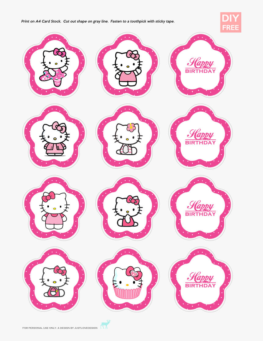 Hello Kitty Cupcake Topper Template, Hd Png Download – Kindpng With Hello Kitty Banner Template