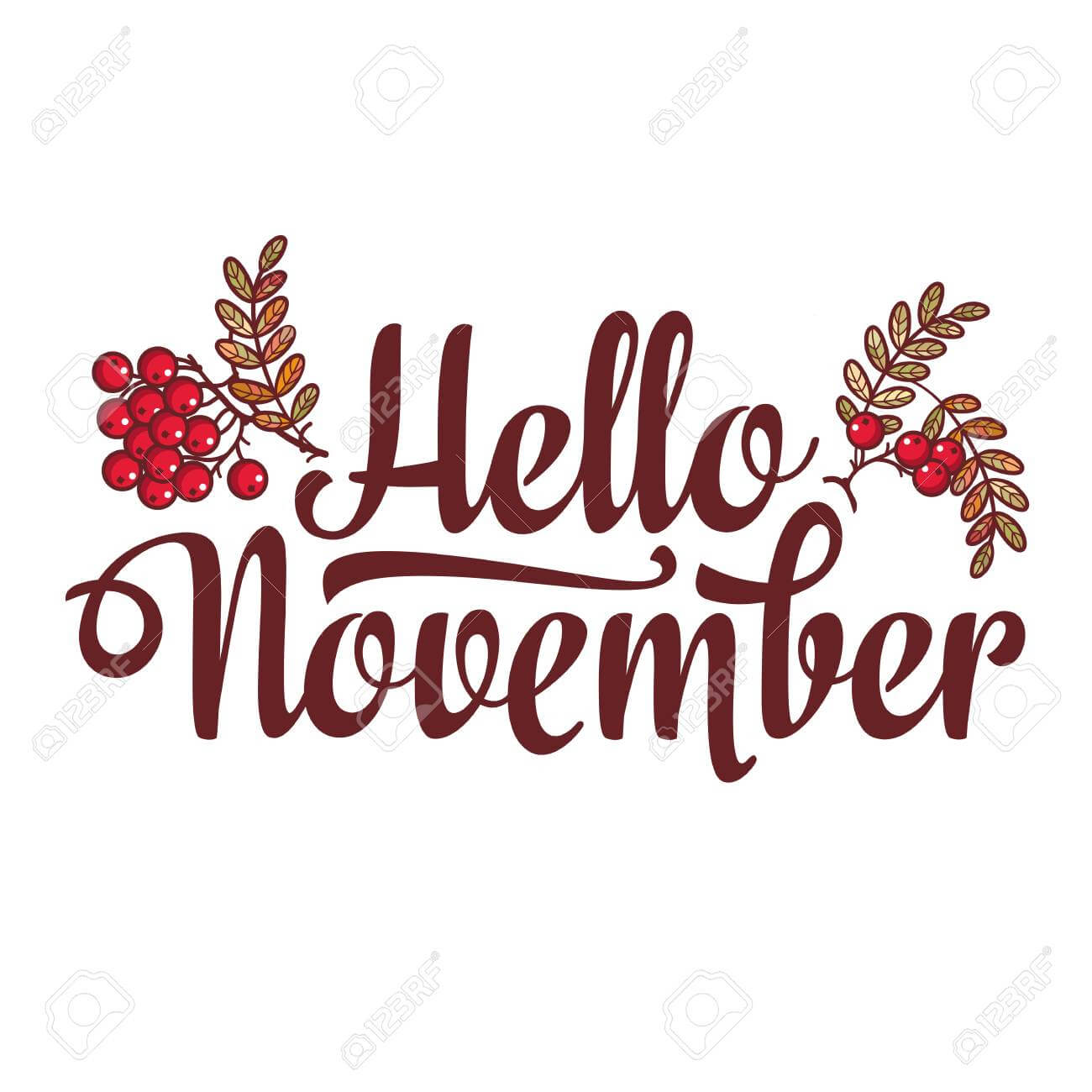 Hello November. Lettering Composition Flyer Or Banner Template In Welcome Banner Template