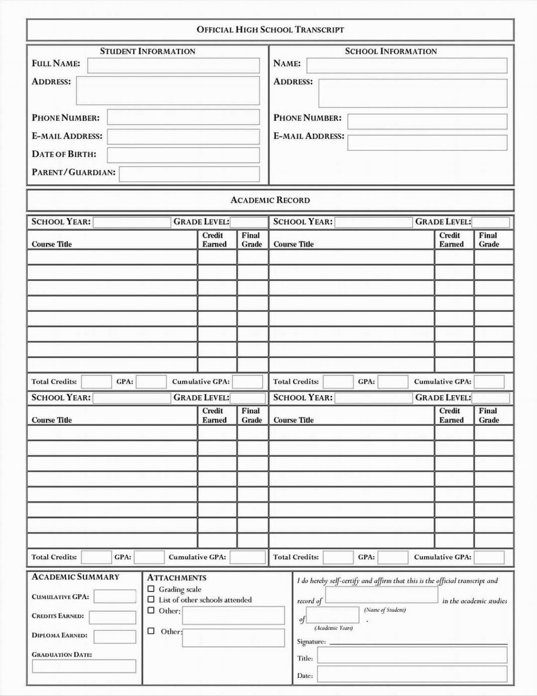 Homeschool High School Report Card Template Free Examples For Homeschool Report Card Template Middle School