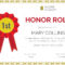 Honor Roll Certificate Template Within Honor Roll Certificate Template