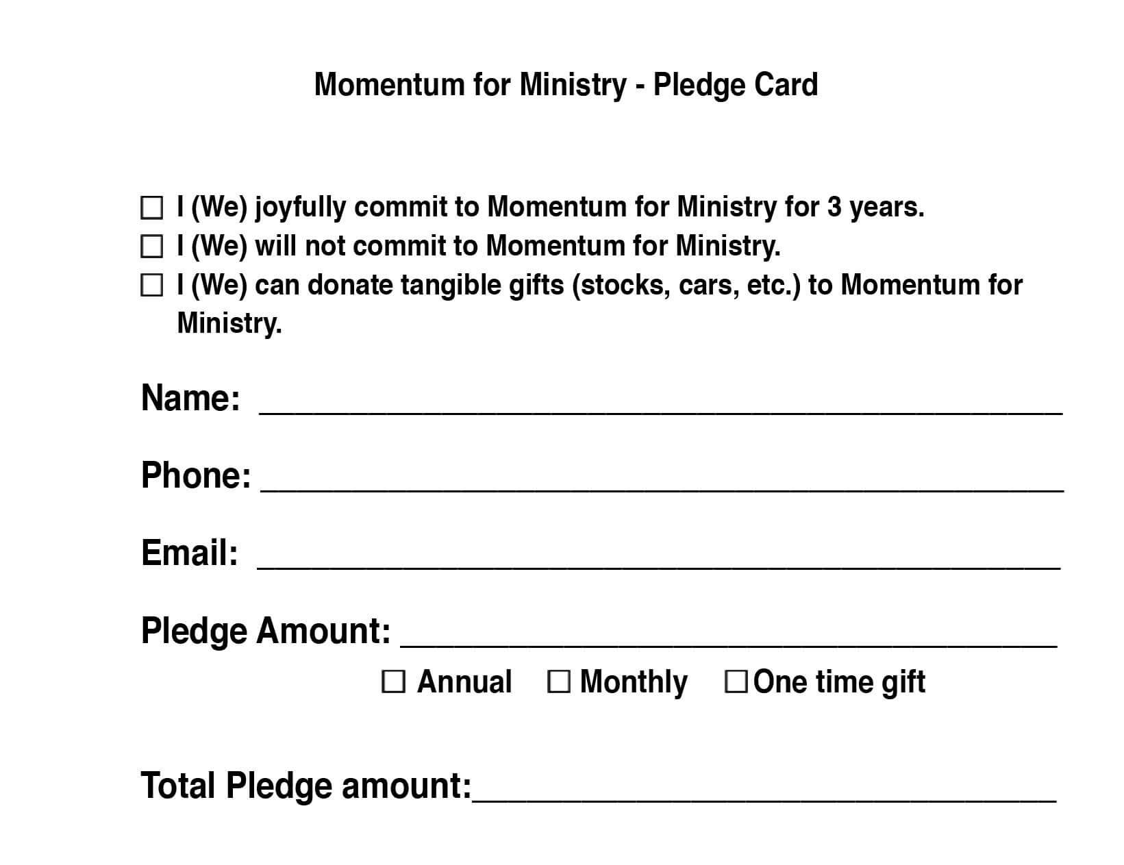 Hope Covenant Church: Chandler Az > Momentum For Ministry Intended For Building Fund Pledge Card Template
