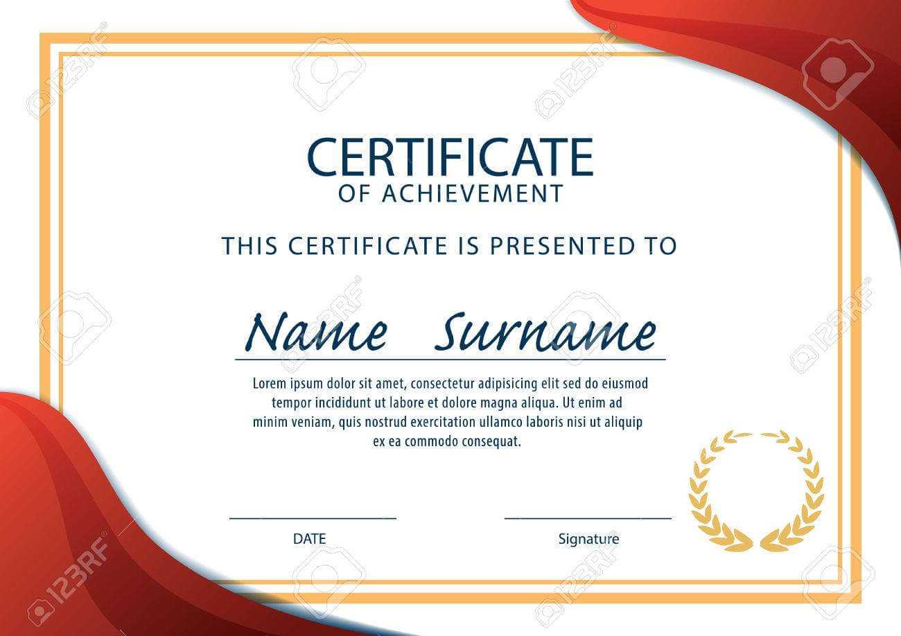 Horizontal Certificate Template,diploma,a4 Size ,vector Within Certificate Template Size