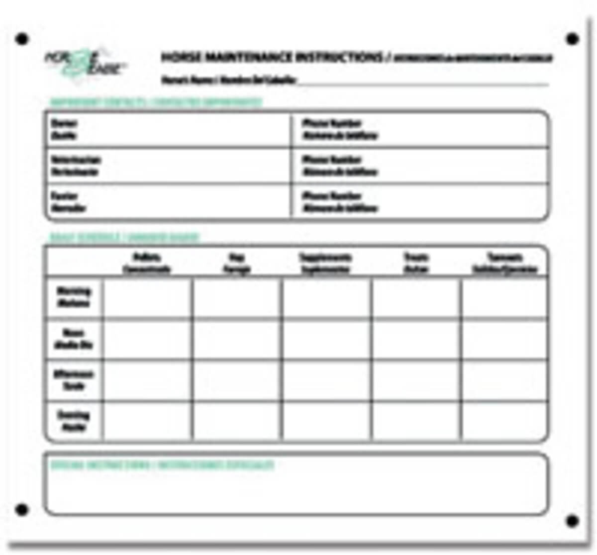 Horse Feeding Schedule Template – Topa.mastersathletics.co Regarding Horse Stall Card Template