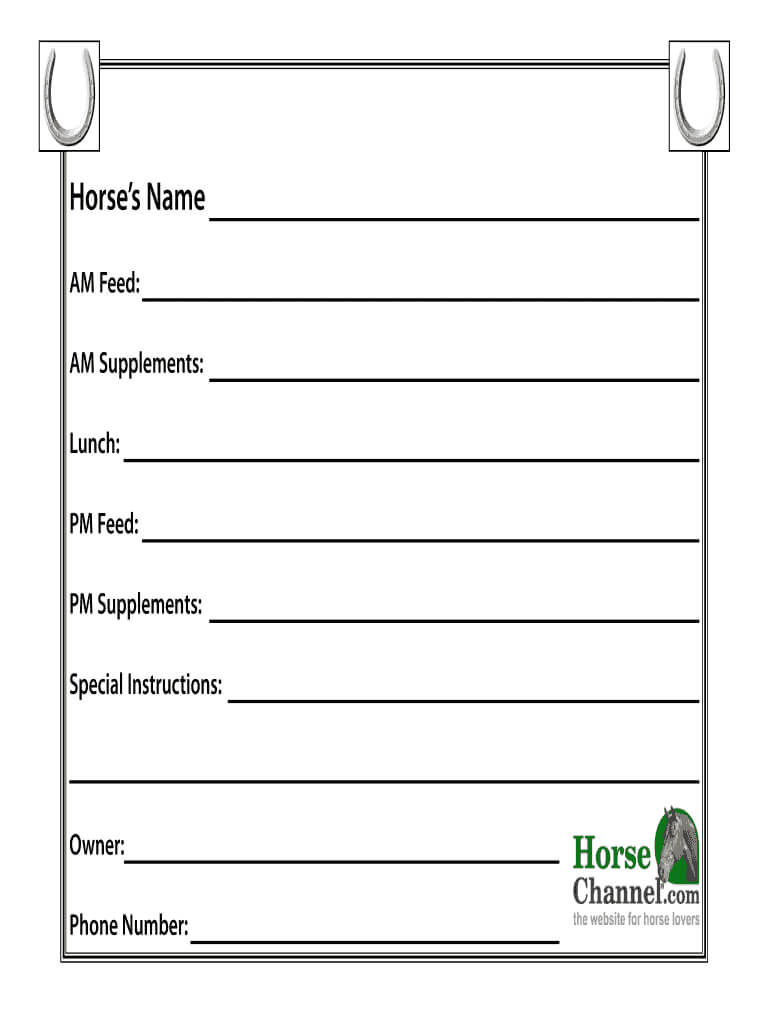 Horse Stall Cards Templates – Fill Online, Printable Within Horse Stall Card Template
