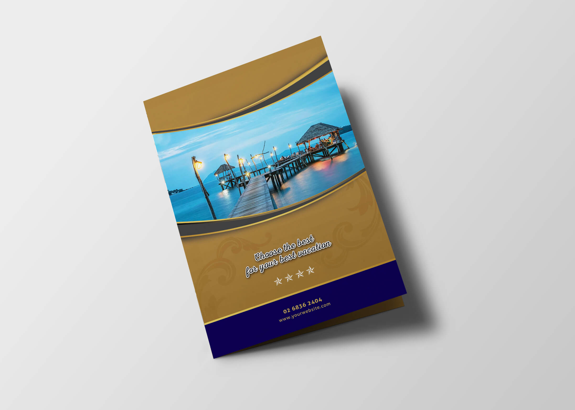 Hotel Resort Bi Fold Brochure Design Template – 99Effects In Hotel Brochure Design Templates
