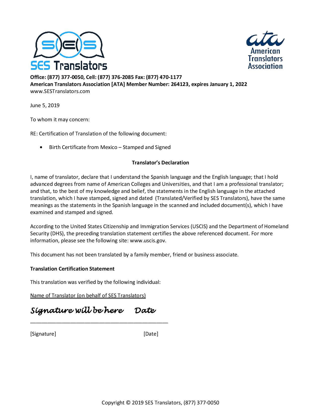 How To Apostille And Translate Documents For Ecuador | Ses In Uscis Birth Certificate Translation Template