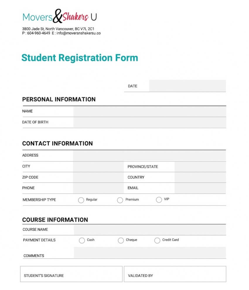 How To Customize A Registration Form Template Using Within Enquiry Form Template Word