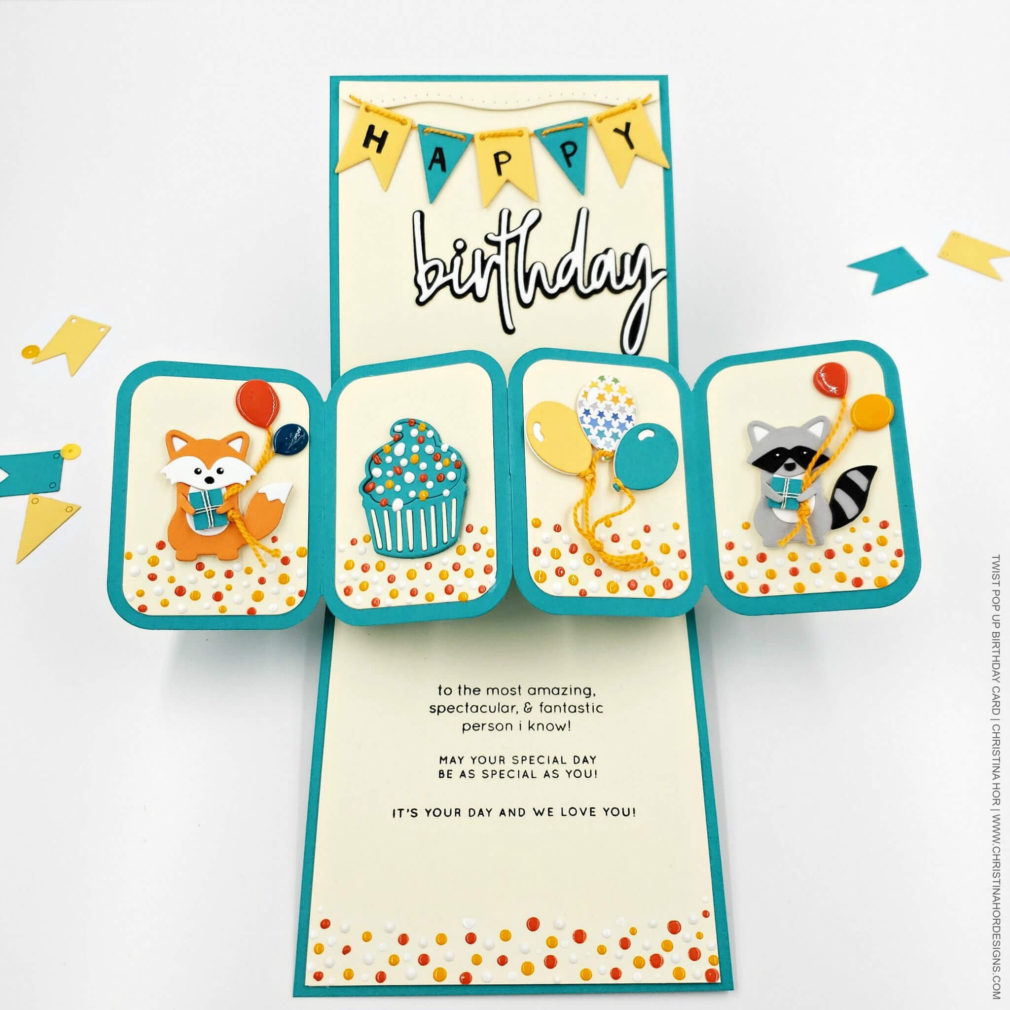 How To Make A Twist Pop Up Birthday Card | Christina Hor Designs For Twisting Hearts Pop Up Card Template