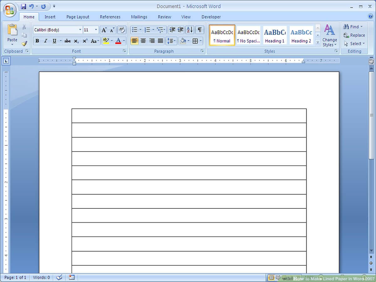 How To Make Lined Paper In Word 2007: 4 Steps (With Pictures) Pertaining To Notebook Paper Template For Word