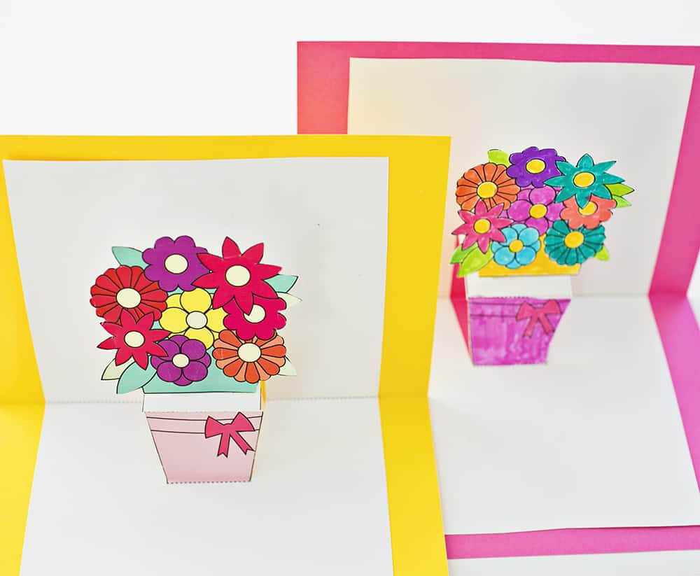 How To Make Pop Up Flower Cards With Free Printables With Printable Pop Up Card Templates Free