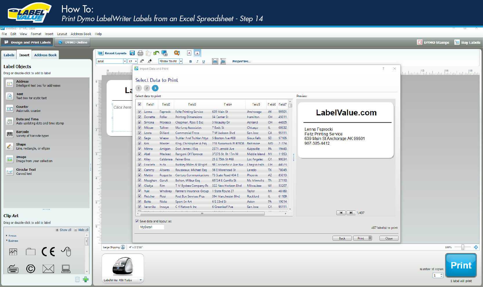 How To Print Labels From An Excel Spreadsheet Using A Dymo Throughout Dymo Label Templates For Word