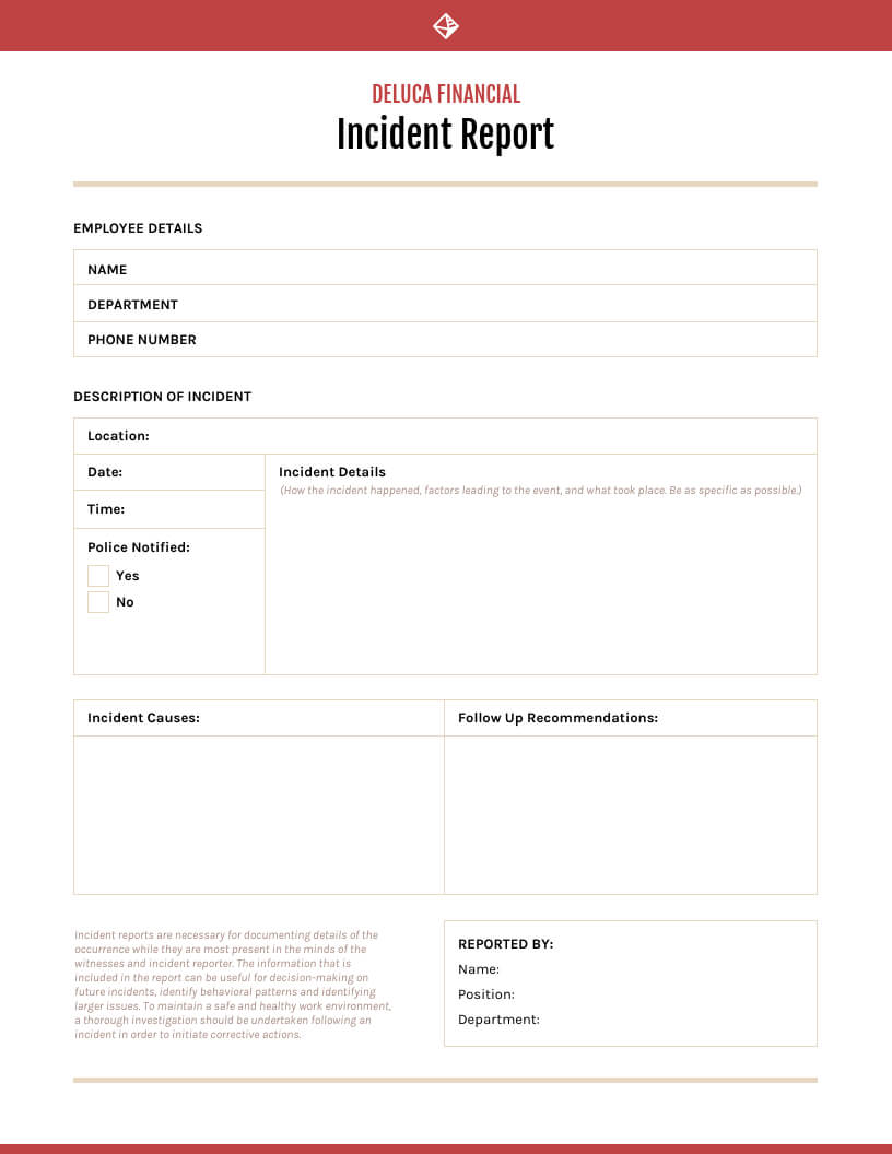 How To Write An Effective Incident Report [Examples + Intended For First Aid Incident Report Form Template
