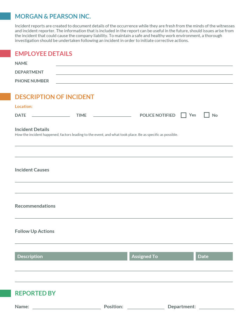 How To Write An Effective Incident Report [Examples + Pertaining To Incident Report Form Template Word