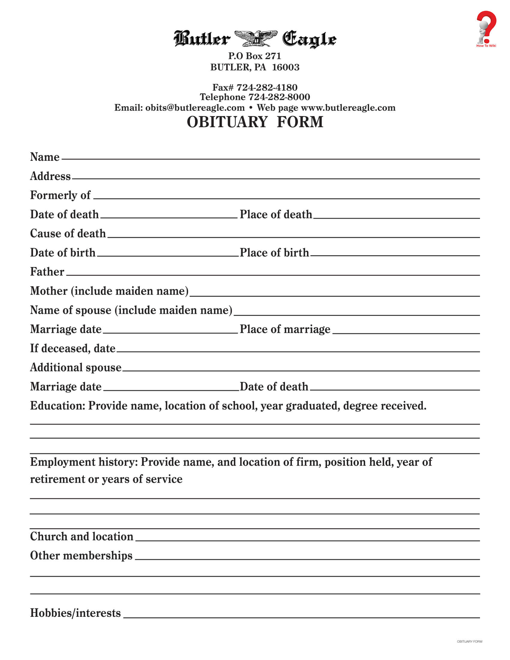 How To Write An Obituary Template In Simple Steps | How To Wiki Pertaining To Fill In The Blank Obituary Template