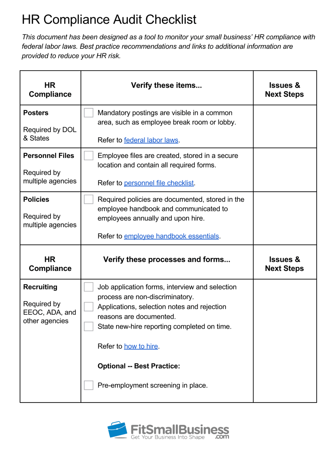 Hr Compliance: Definition [+ Free Hr Audit Checklist] in Sample Hr ...