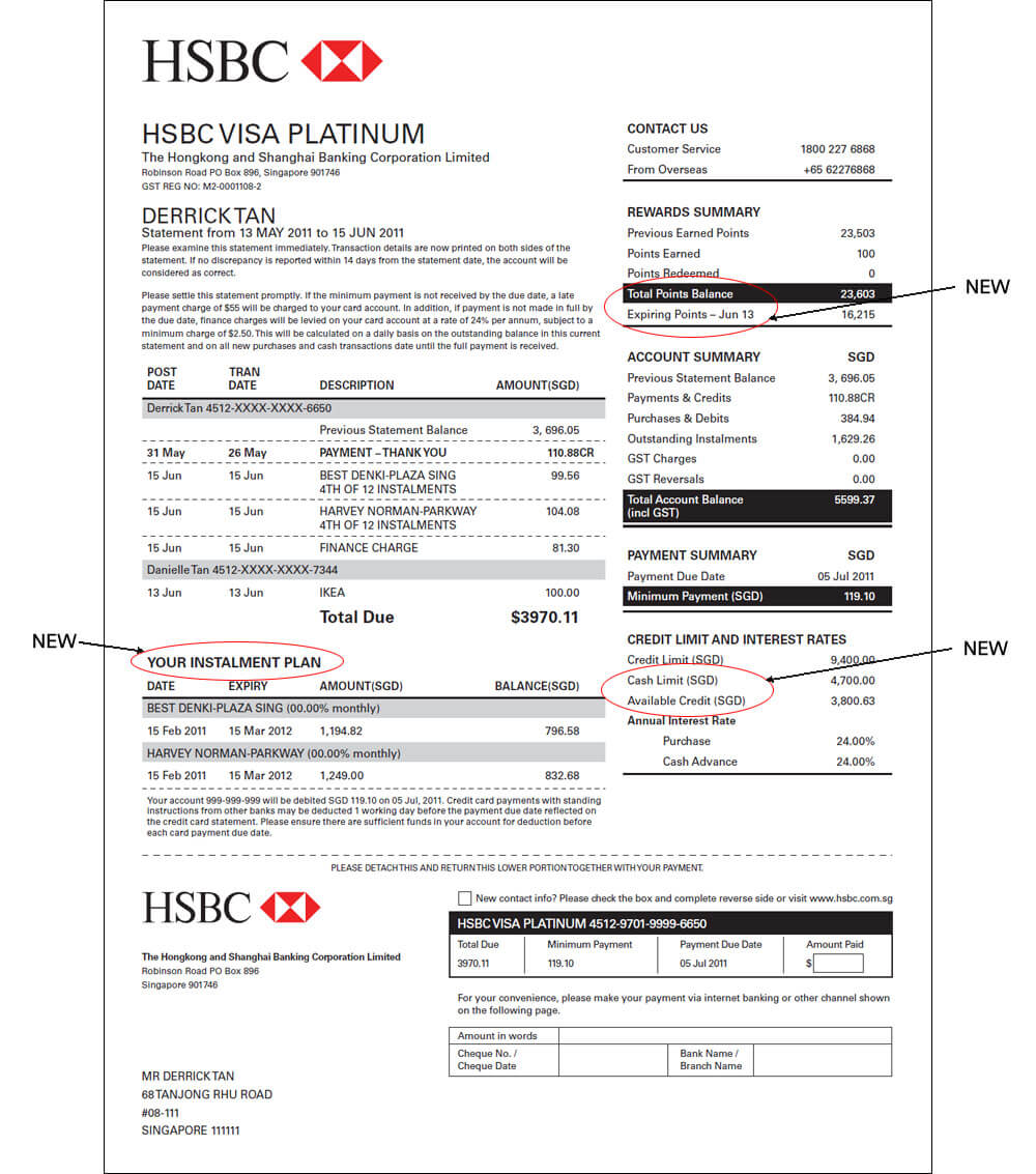 Hsbc Credit Cards | Hsbc In Singapore Within Credit Card Bill Template
