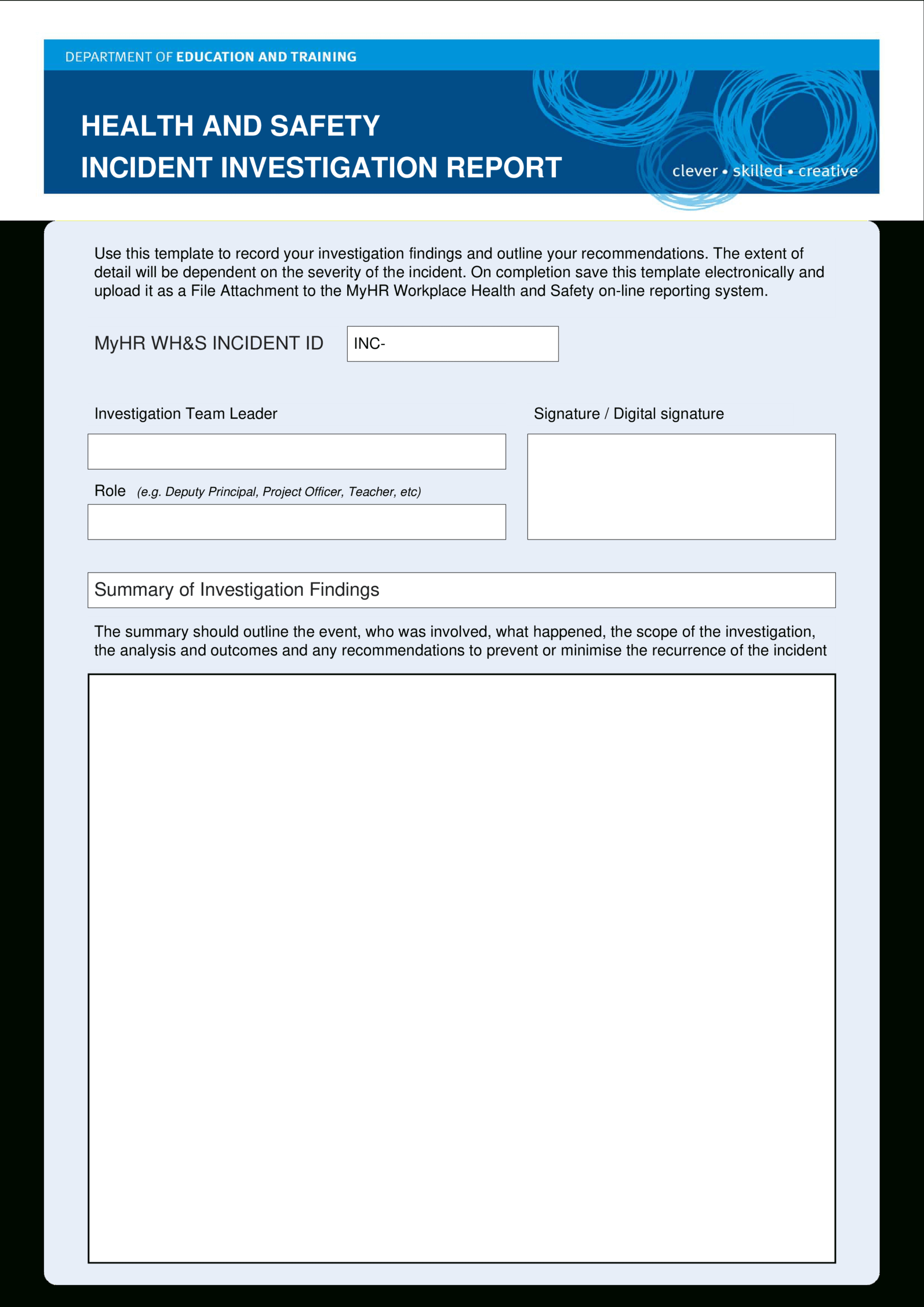 Hse Health Safety Incident Investigation Report | Templates At With Hse Report Template