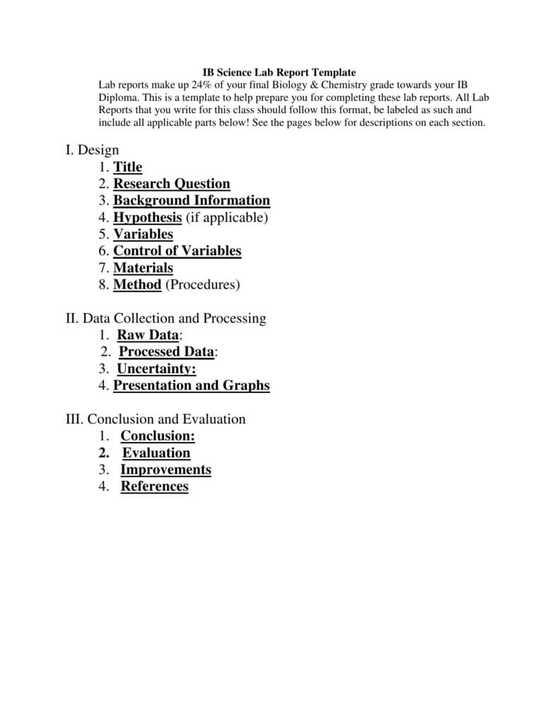 Ib Biology Lab Report Template In Science Lab Report Template