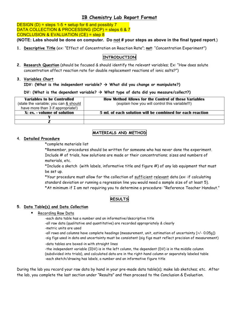 Ib Chemistry Lab Report Format Throughout Ib Lab Report Template