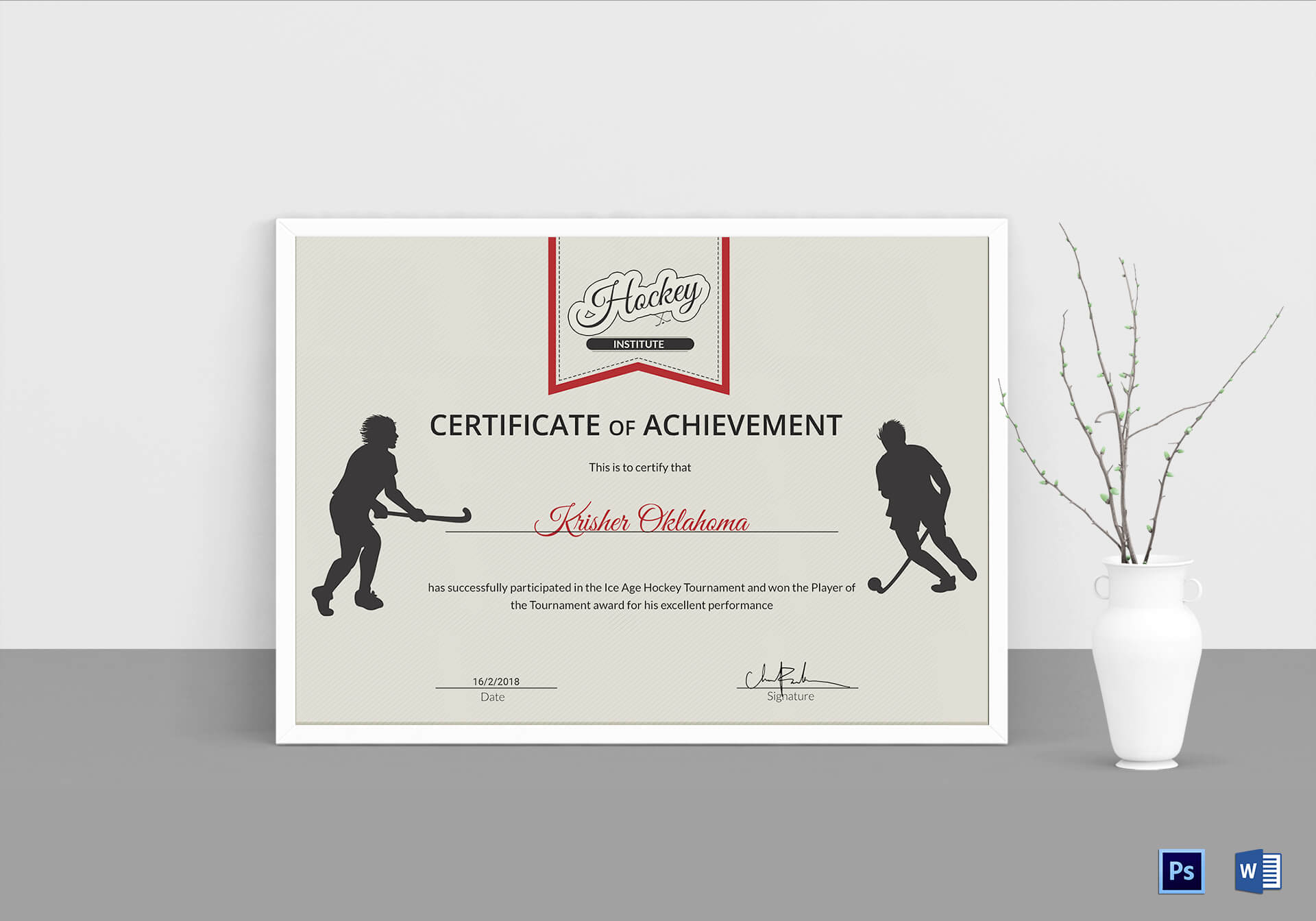Ice Hockey Achievement Certificate Template In Hockey Certificate Templates