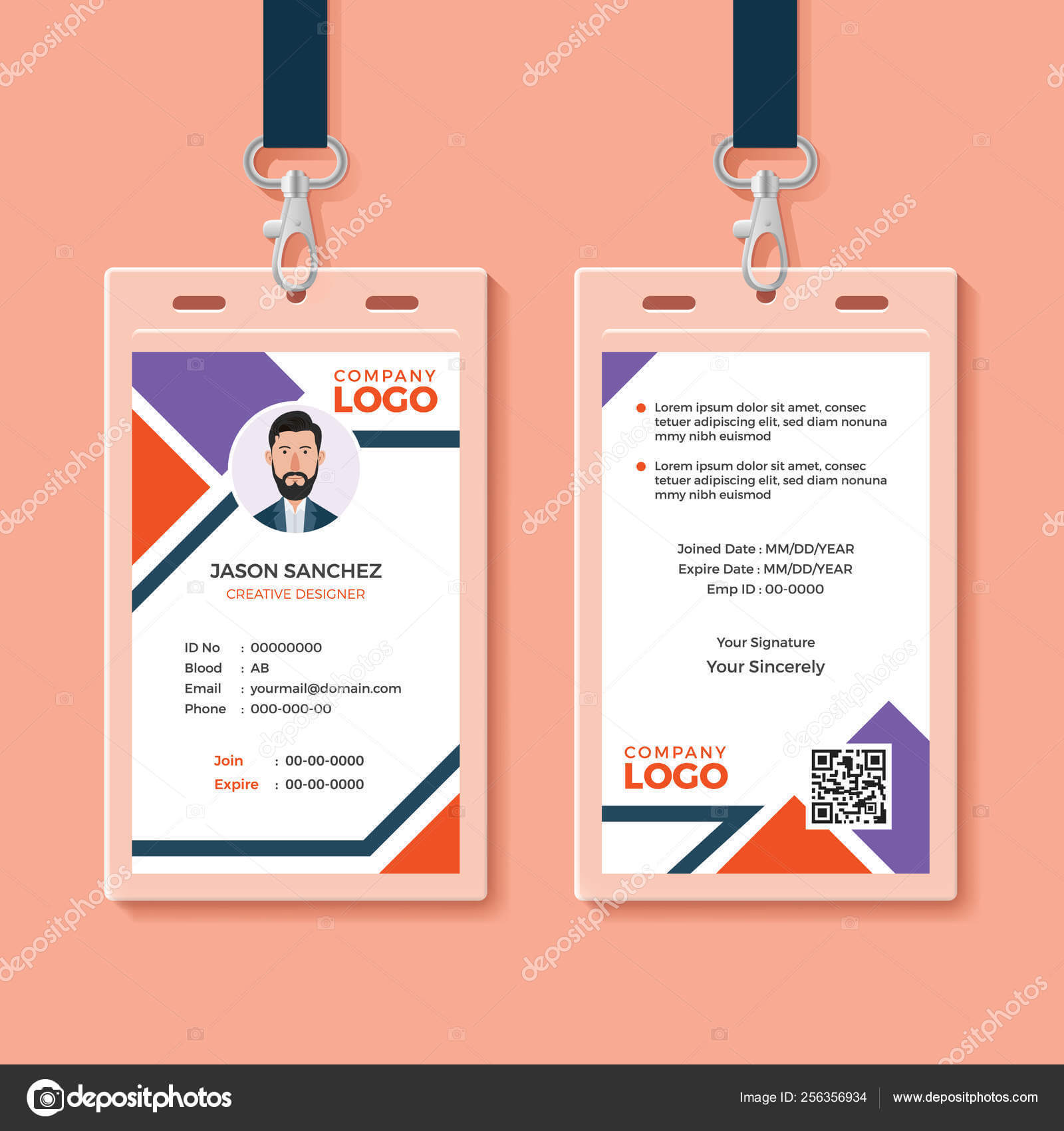Id Card Design Template — Stock Vector © Bonezboyz #256356934 Intended For Company Id Card Design Template