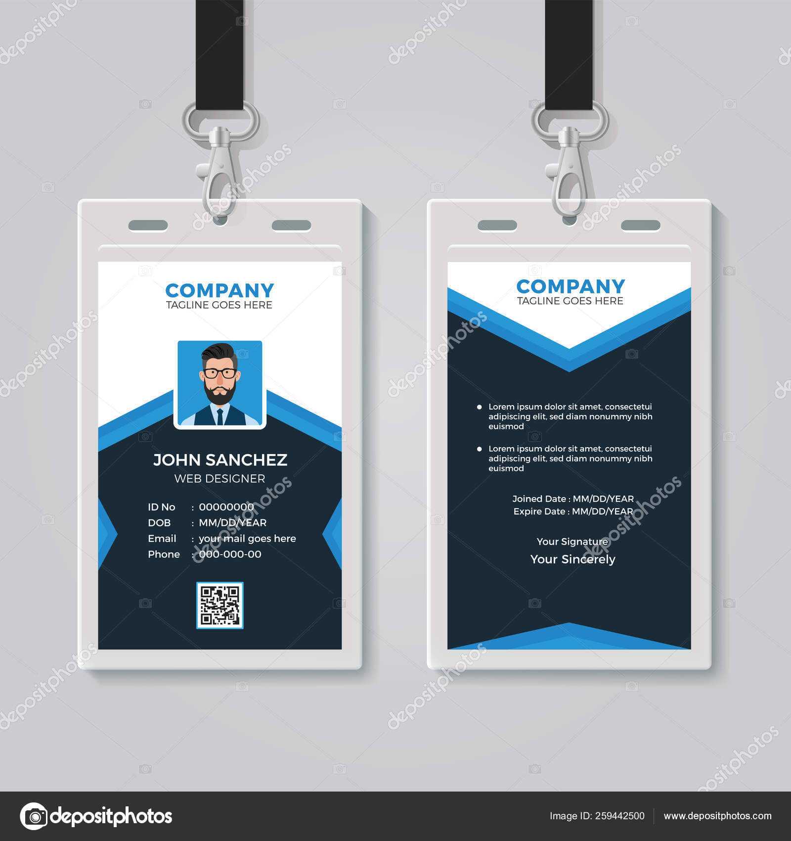 Id Card Design Template — Stock Vector © Bonezboyz #259442500 Throughout Photographer Id Card Template