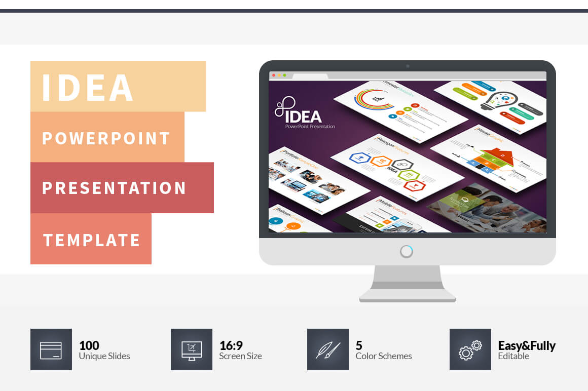 Idea Flat Powerpoint Presentation Template On Behance Within Powerpoint Presentation Template Size