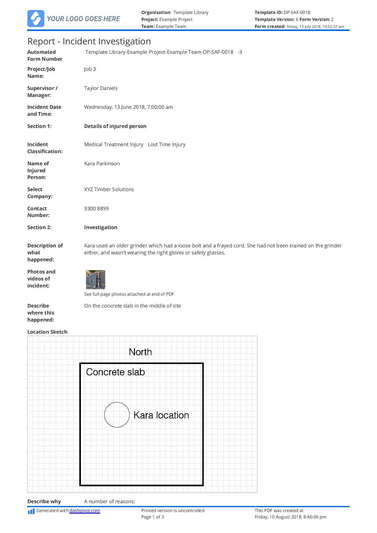 Incident Investigation Report Template (Better Than Word And Inside Incident Report Register Template