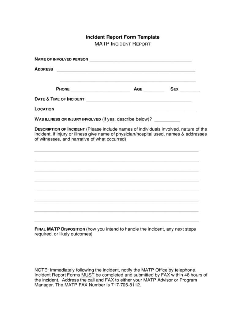 Incident Report Form Template Free Download Pertaining To Office Incident Report Template
