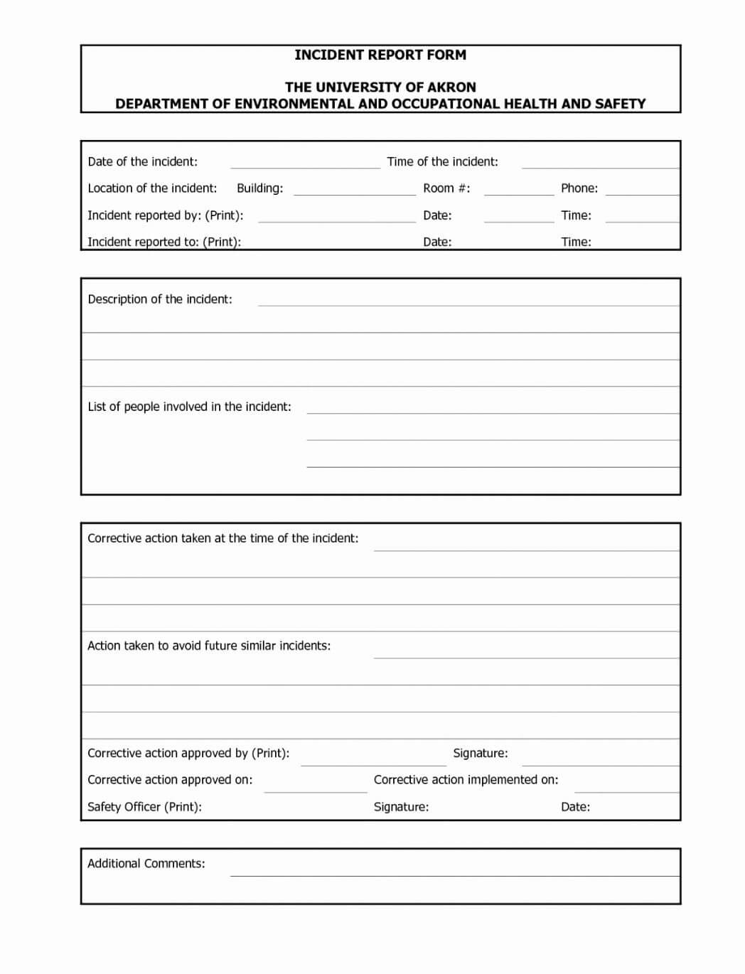 Incident Report Format Template Form Word Uk Document South Regarding Generic Incident Report Template