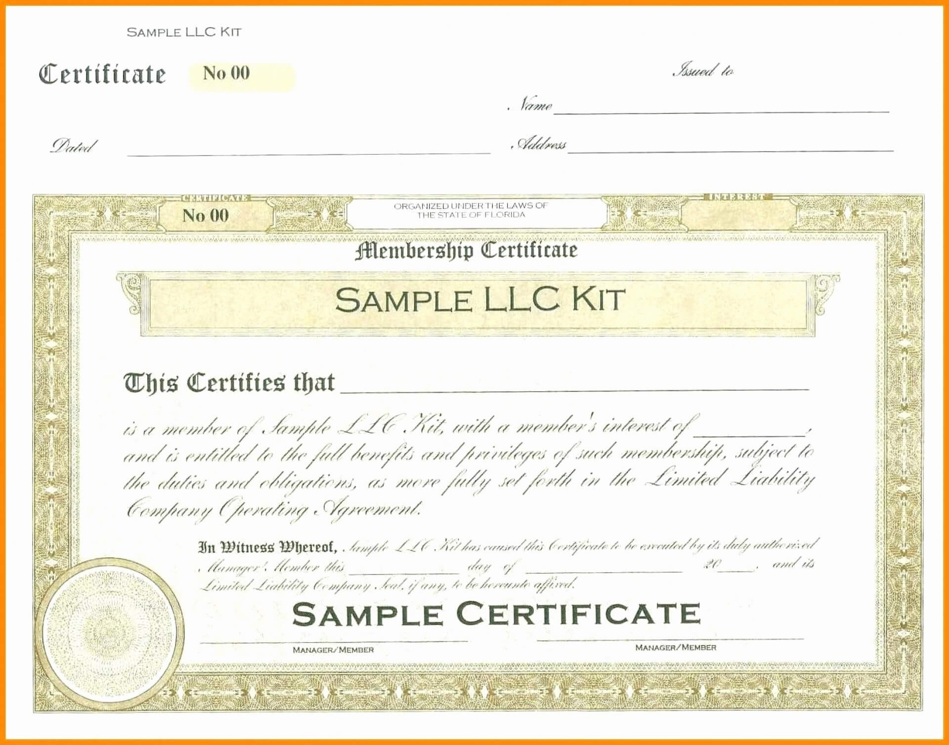 Incredible Llc Membership Certificate Template Ideas Free With Regard To New Member Certificate Template