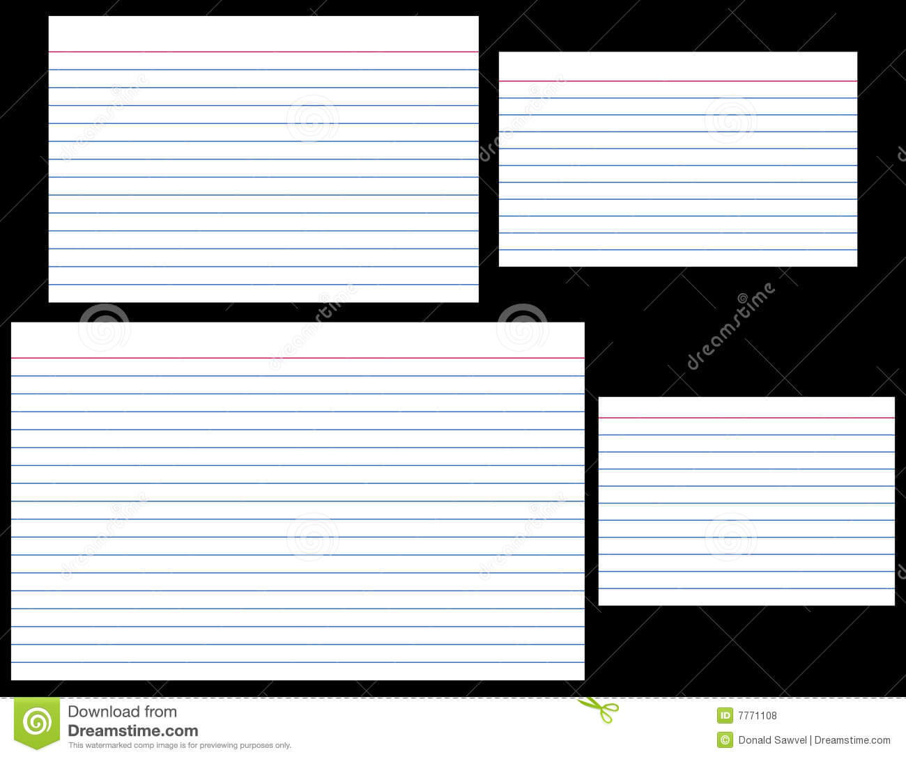 Index Cards Stock Vector. Illustration Of Stationery, Lined With Blank Index Card Template