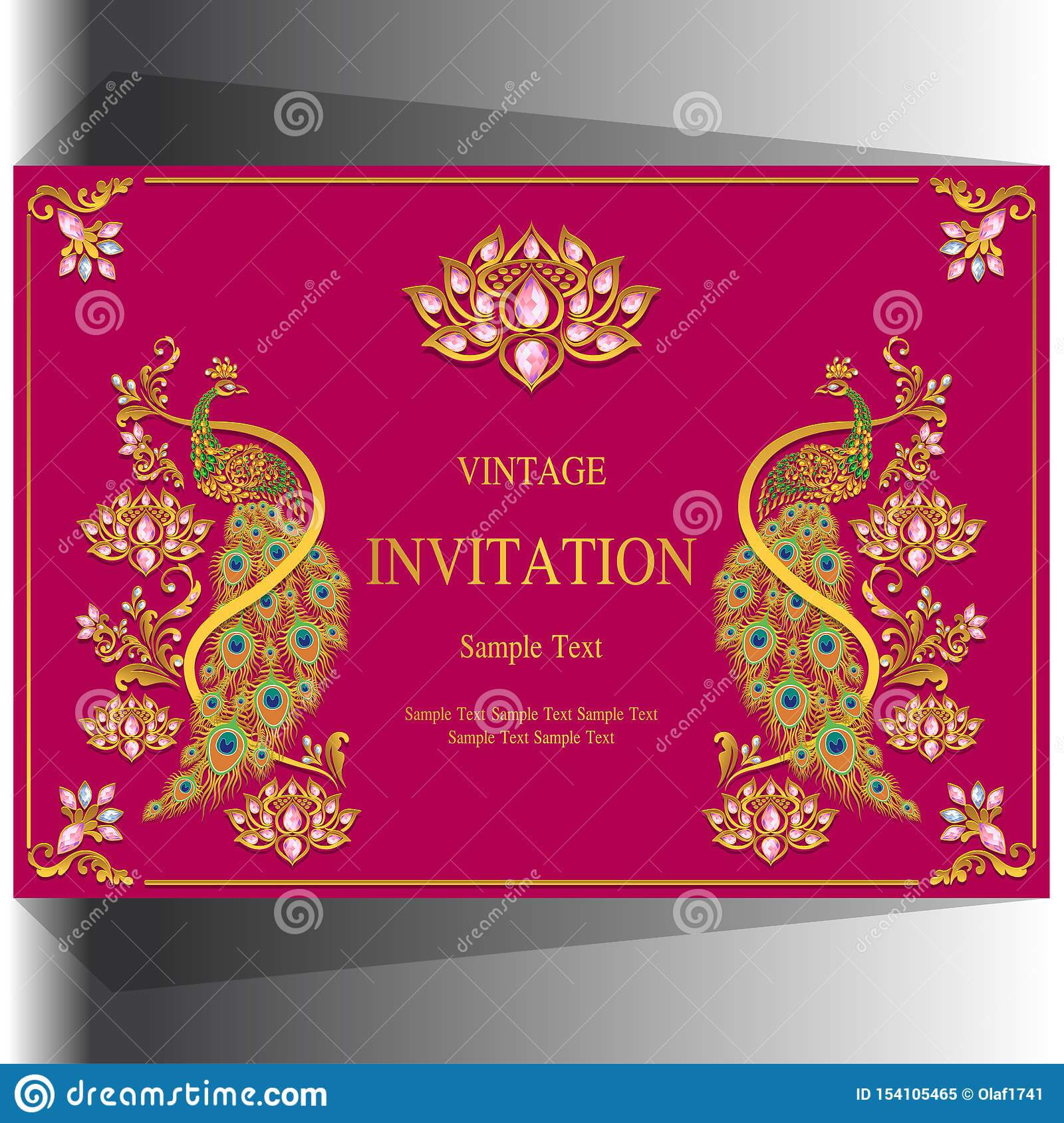 Indian Wedding Invitation Card Templates . Stock Vector Within Indian Wedding Cards Design Templates