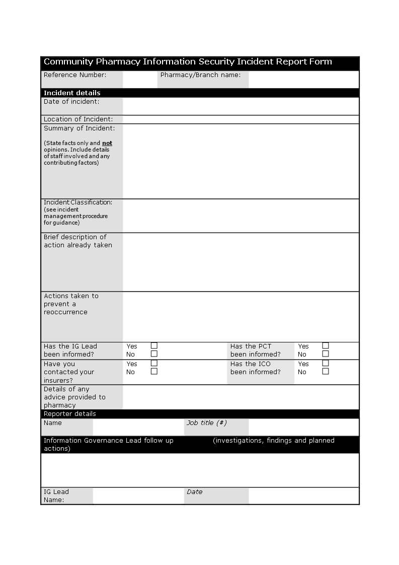 Information Security Incident Report Template | Templates At Inside Computer Incident Report Template
