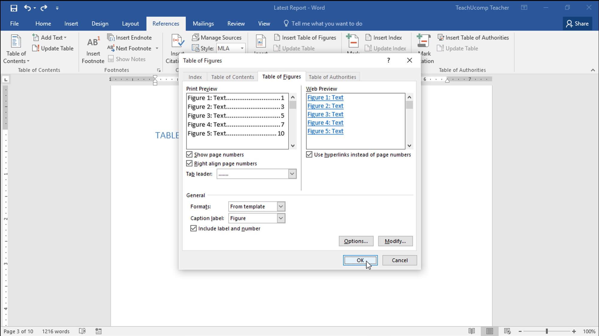 Insert A Table Of Figures In Word – Teachucomp, Inc. For Contents Page Word Template