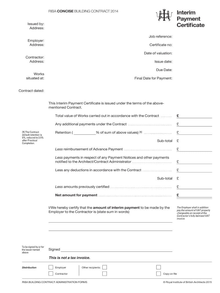 Interim Certificate - Fill Online, Printable, Fillable For Certificate Of Payment Template