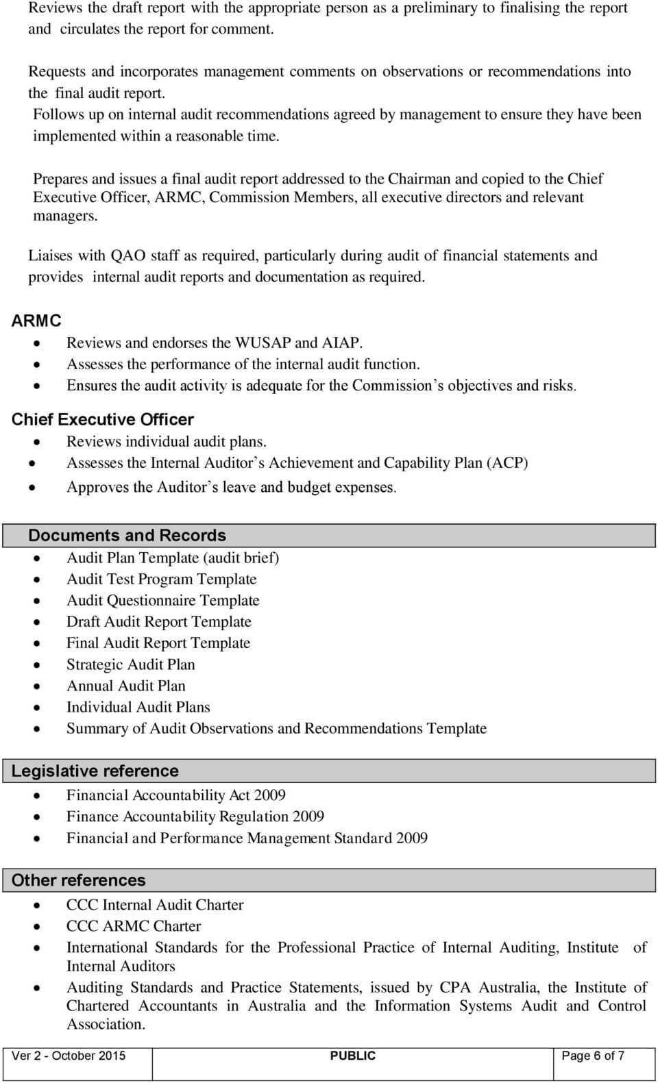 Internal Audit (Policy & Procedure) - Pdf Free Download Regarding Information System Audit Report Template