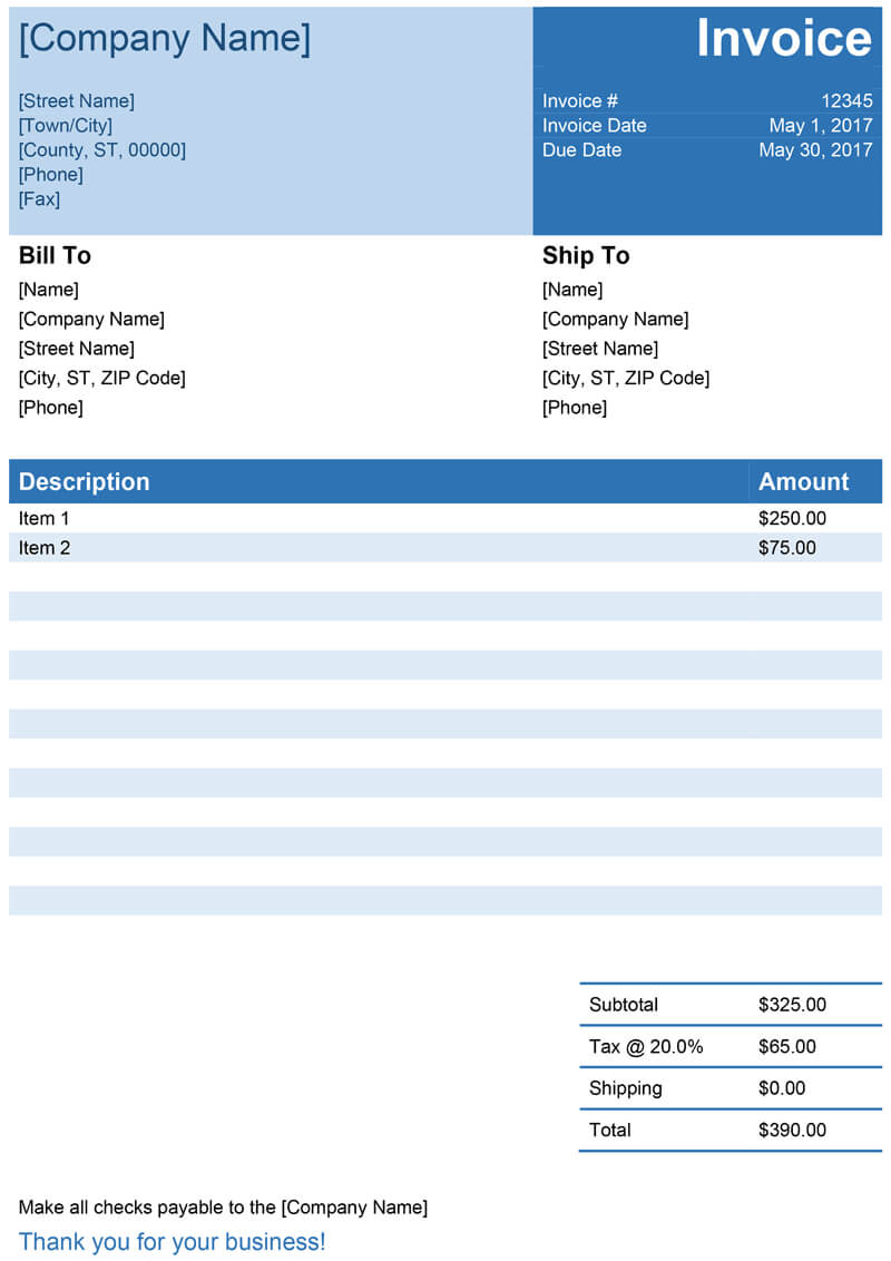 Invoice Template For Word - Free Simple Invoice With Free Downloadable Invoice Template For Word