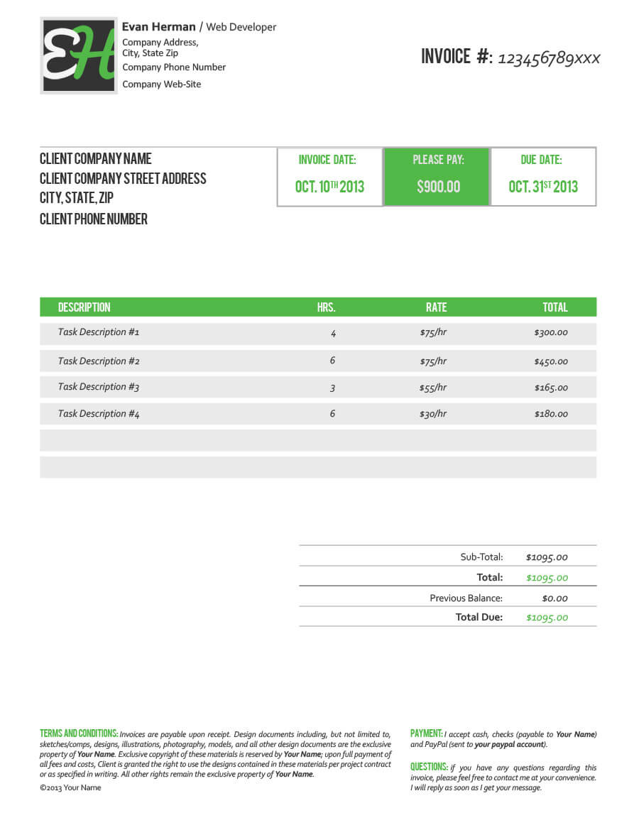 Invoice Template Psd | Invoice Example In Web Design Invoice Template Word