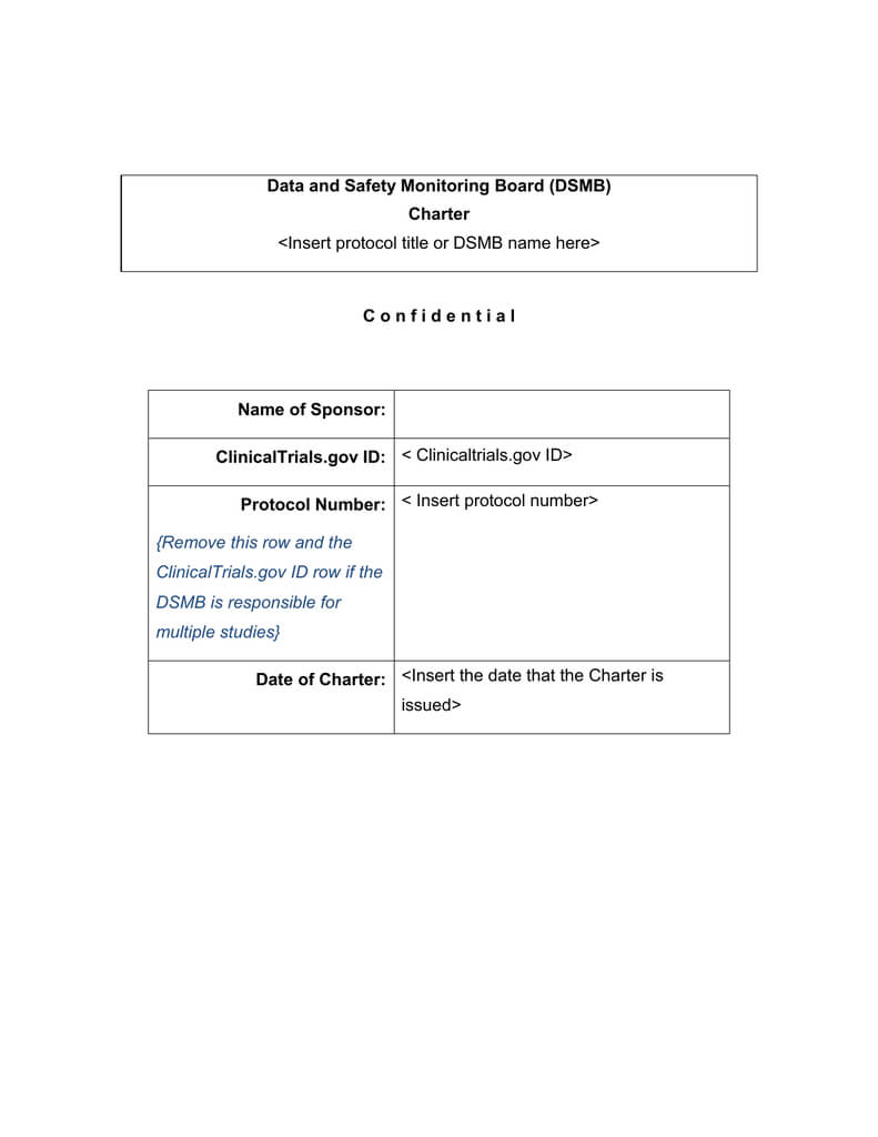 Is There A Template For The Charter For A New Data Safety Regarding Dsmb Report Template